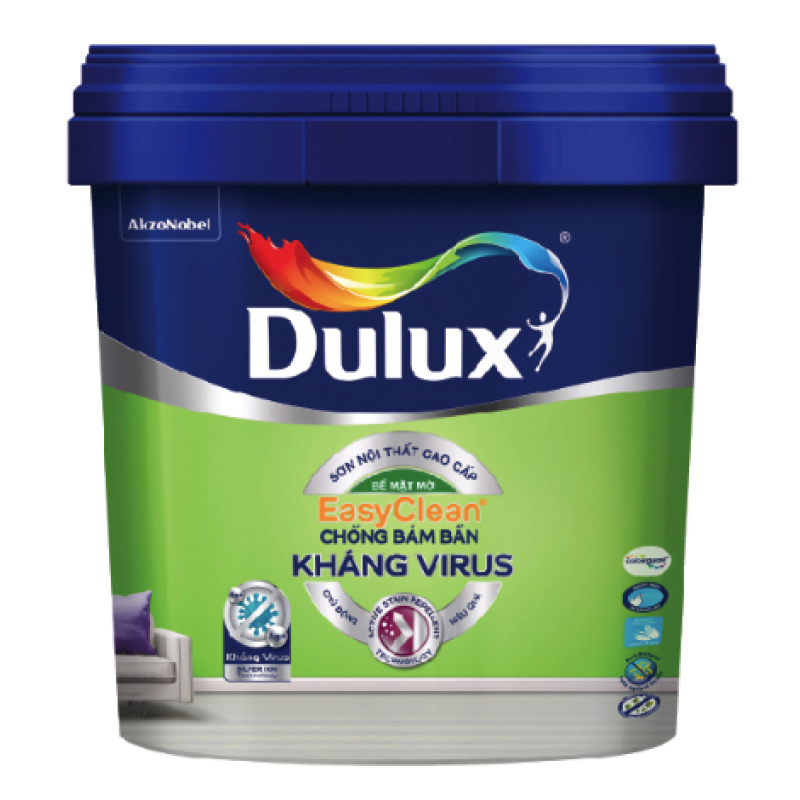 Sơn Nội Thất Dulux EasyClean Chống Bám Bẩn Kháng Virus- Mờ E016M Lon 1L