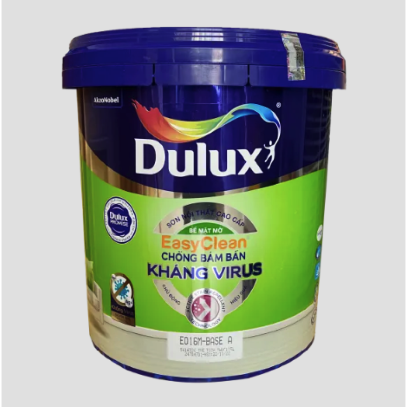 Sơn Nội Thất Dulux EasyClean Chống Bám Bẩn Kháng Virus- Mờ E016M Thùng 15L