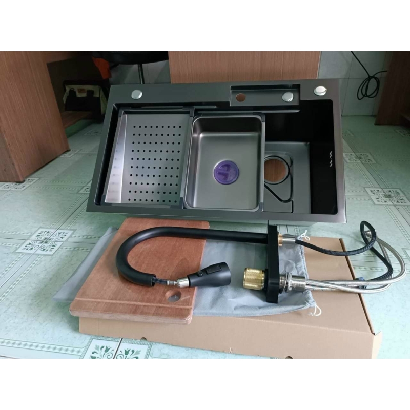 Chậu Rửa Chén Bát 1 Hố Lớn Kèm Vòi Thác